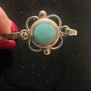 925 STERLING SILVER MEXICO ATI TURQUOISE BRACELET VINTAGE